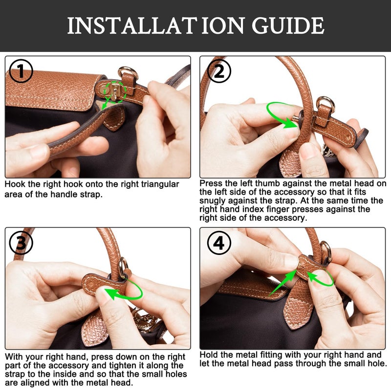 SOPROM Crossbody Strap for Longchamp Mini Bag, Strap Kit for Long Champ Le Pliage(Width:11mm,Color:Brown&Gold) - Image 3